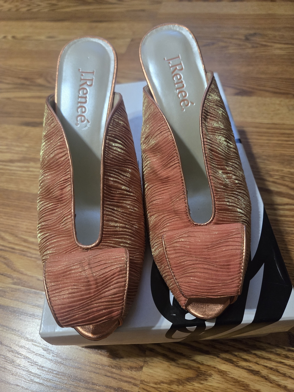 J.Renee Women's Copper Textured Slide Heels